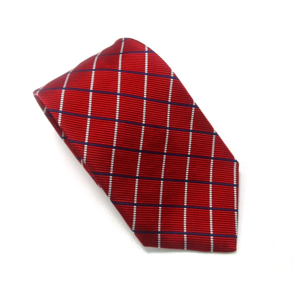 Vintage Ralph Lauren Green Label Tie Red Silver & Blue Diamond pattern 57"